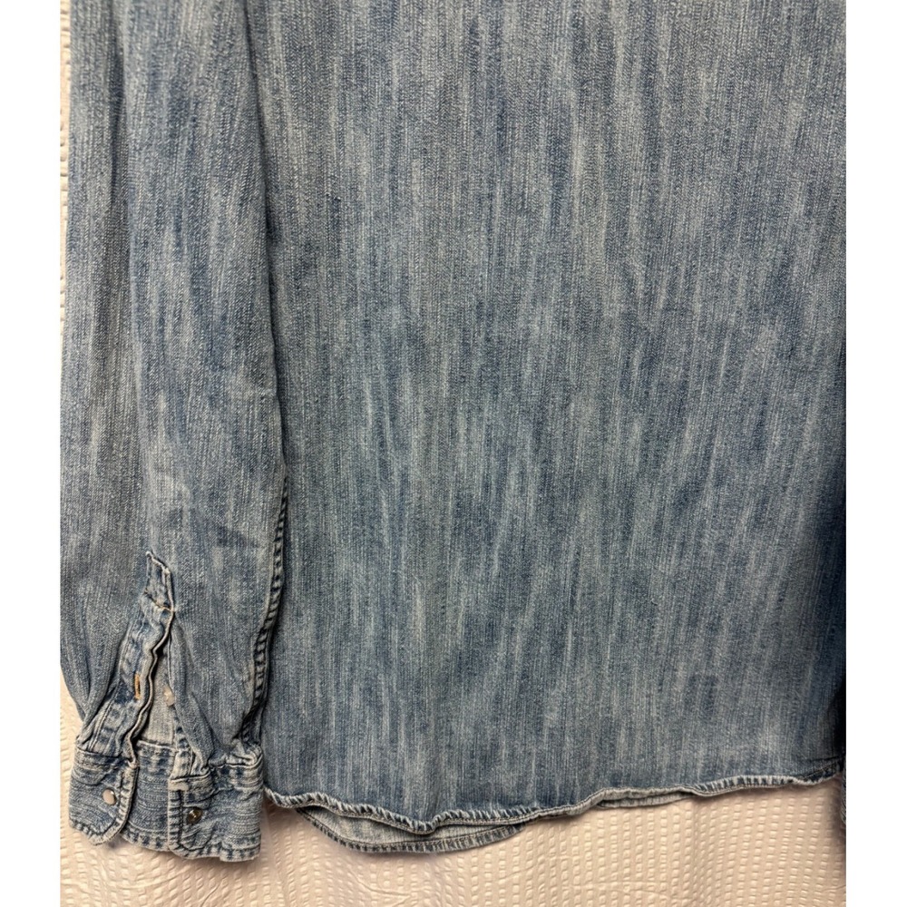 Levis Pearl Snap Denim Long Sleeve Blue Shirt Mens Western Red Tab Sz L - Picture 12 of 16